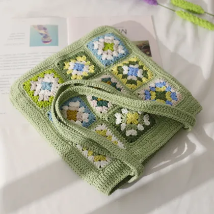 2025 Crochet Handbag with Handmade Grandmother Square Flower Handbag Gift for Her