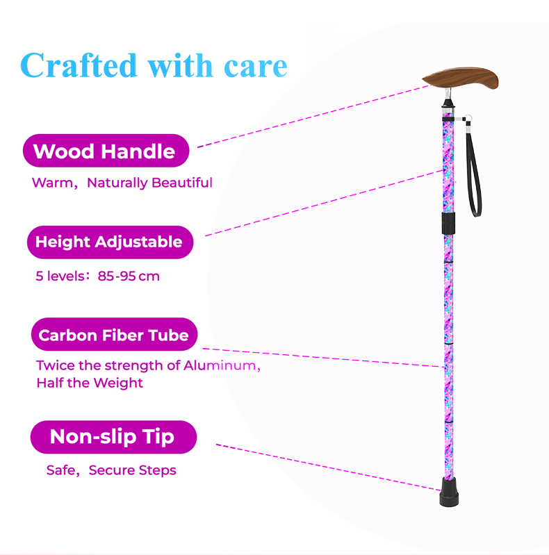Adjustable Colorful Walking Cane High-Quality Carbon Fiber - View 4