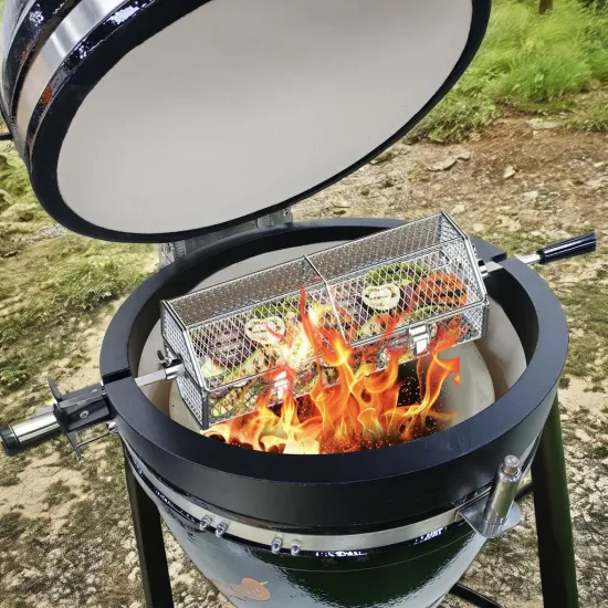 Electric Rotisserie BBQ Grill Basket for Kamado Grills