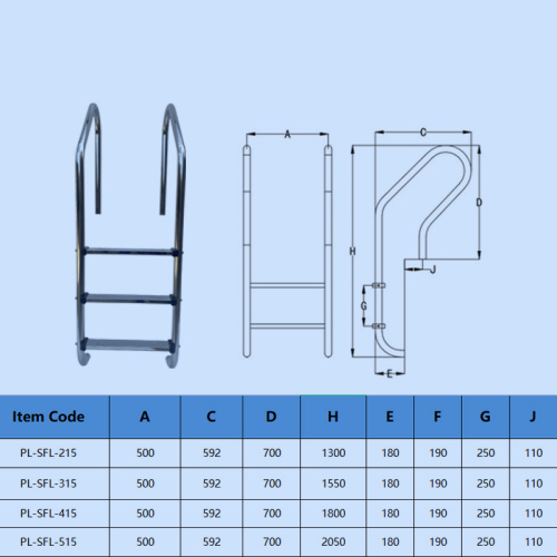 4/5 Passos Piscina escada para piscina