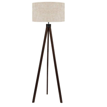 Mid-Century Wood Tripod Floor Lamp: Ideal Reading Light for Living Rooms, Bedrooms, and Study Rooms