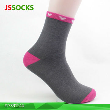 Bulk socks stocklot grey women socks with pink heel