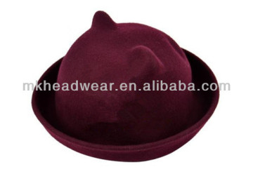 Womens Fashion Wool Felt Cat Ears Bowler Hat for Sale