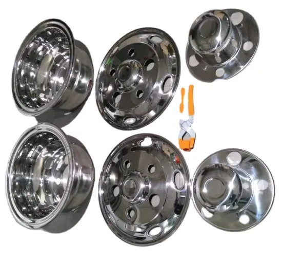 16 Inch Wheel Cover with 5 Lug Nuts Fit for KINGLONG Coaster and FUSO 304 Stainless Steel HY-16-015