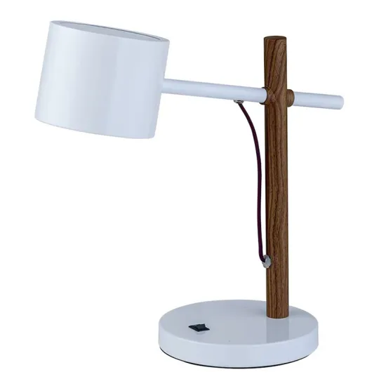 Contemporary White Drum Shade Desk Lamp for Home and Hotels