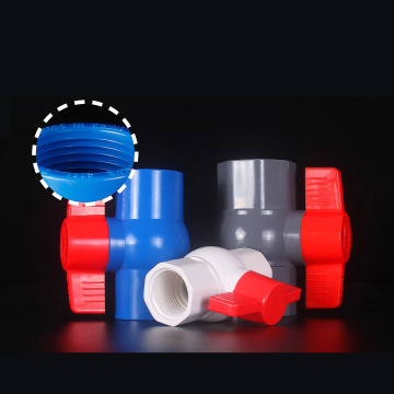 صمام كروي PVC بمقبض دائري مع خيط مثمن