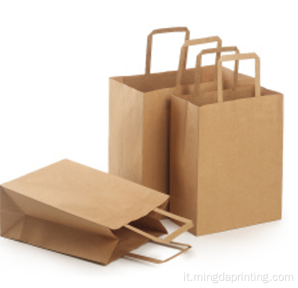 Sacchetto di carta a manico piatto con consegna rapida