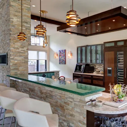 italian glass top stone base dining table