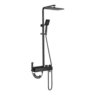 4 Way Black Shower Set with Bidet Sprayer
