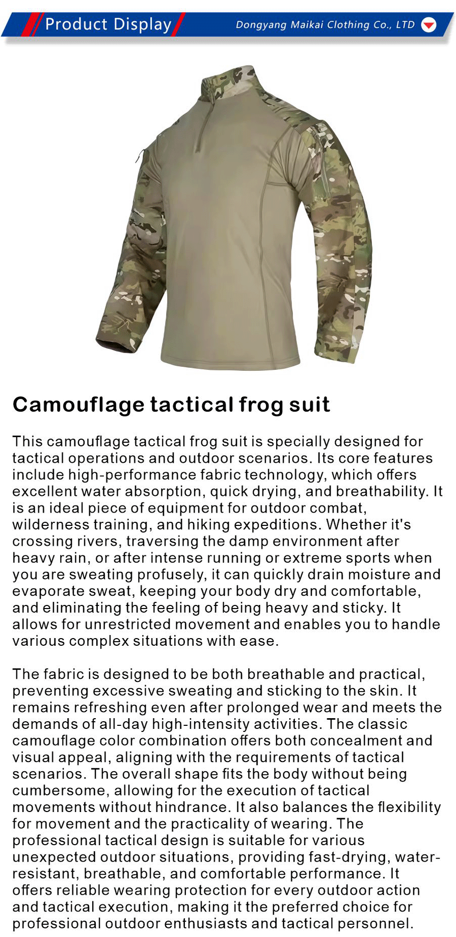 Military style frog suit