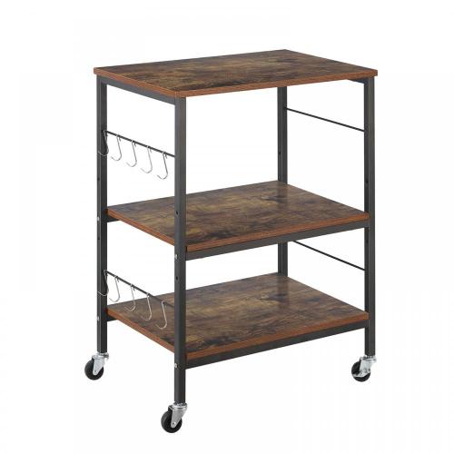 3-Tier Kitchen Island Utility Storage Cart with Hooks