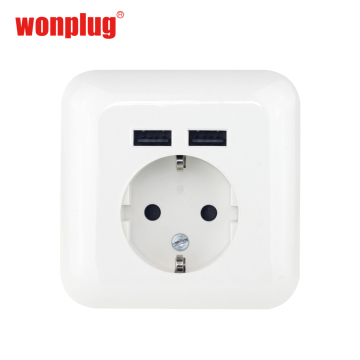 Germany Korea EU 110V-250V AC Wall Socket with 2USB DC 5V 2100mA Charger Power Strip