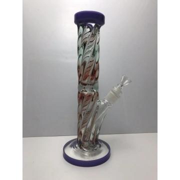 Spiral Stripe Design Straight Type Glass Bongs