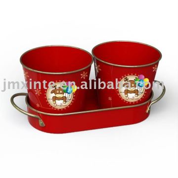 Christmas metal flower pot