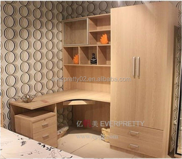Modern Design Hostel Furniture Working Table with Wooden Bookshelf and Wardrobe Home Office Dormitory