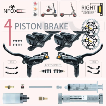 NFOX B015 Disk kanan 4 -piston Electric Scooter Hidraulic Brake Disk - Hitam 160/140 Tabung split roto 2300mm