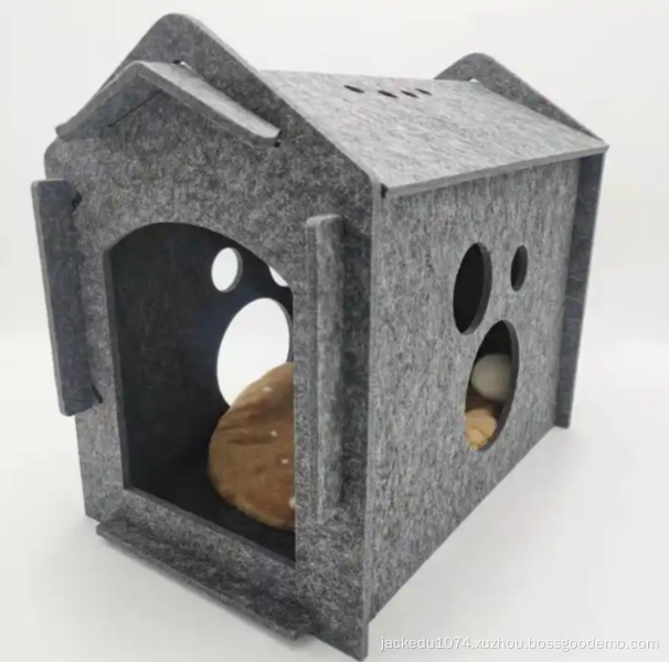 DIY cat nest house shape felt board cat bed