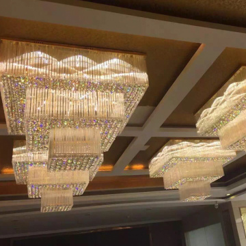 Hotel restaurant gold crystal modern led ceiling light