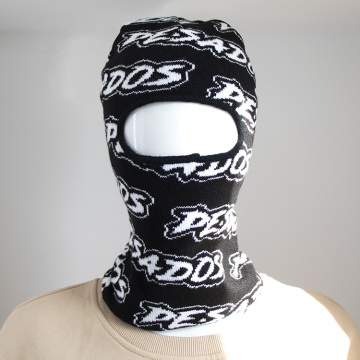 Masque de ski tricoté noir avec tissu de logo jacquard