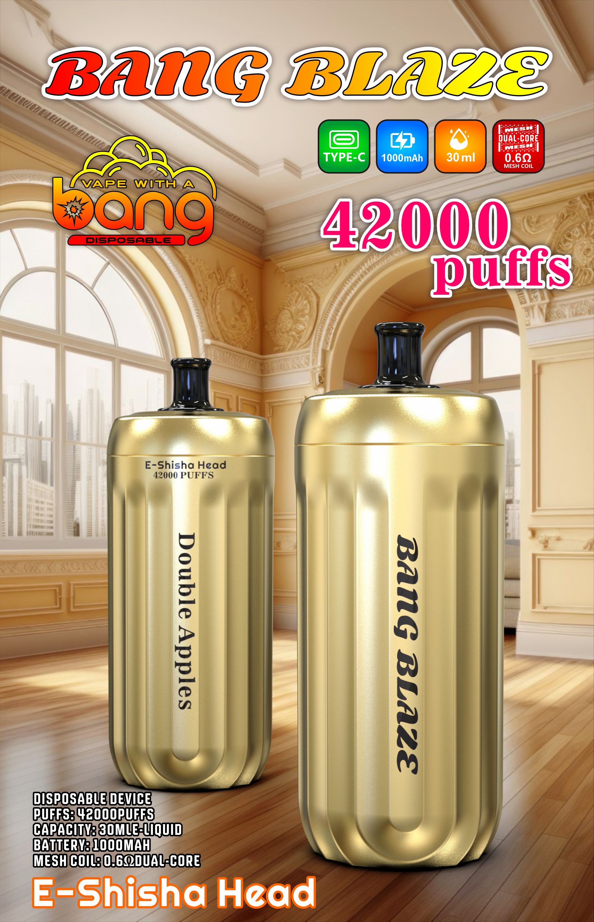 Bang blaze 42k พัฟ vape แบบใช้แล้วทิ้ง