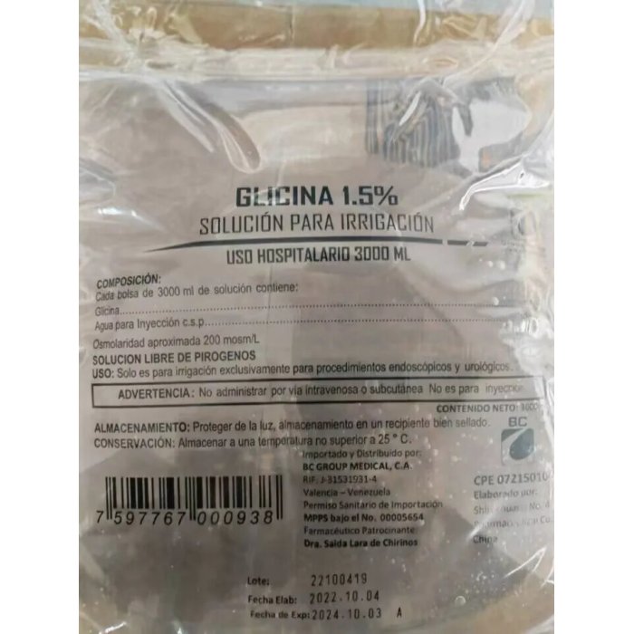 محلول الري بالجليسين 3000 مل كيس بلاستيك