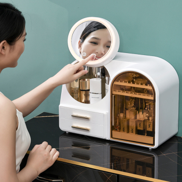 Hộp lưu trữ mỹ phẩm với hai ngăn kéo có ánh sáng