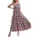 Vestido floral de verão feminino Um ombro