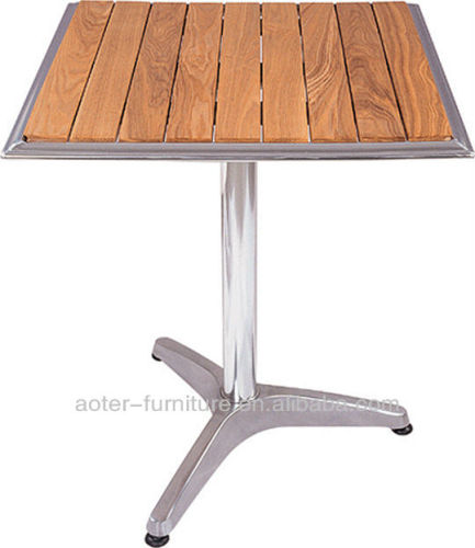 Aluminum frame wooden square modern coffee table