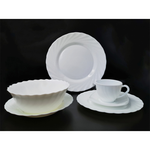 Hochwertige weiße Opal -Jade -Abendessen Sets
