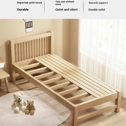 Modern Spliced Solid Wood Bed for Children - Large Size