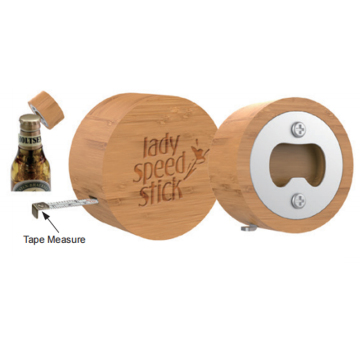 Bamboo Bottle Opener with 1m Tape Measure (OEM Logo)