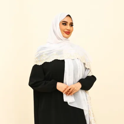 Premium Muslim Ethnic Lace Embroidery Hijab Scarf