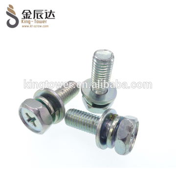 Cross recessed with washer carbon steel zinc plated combination/sem screws