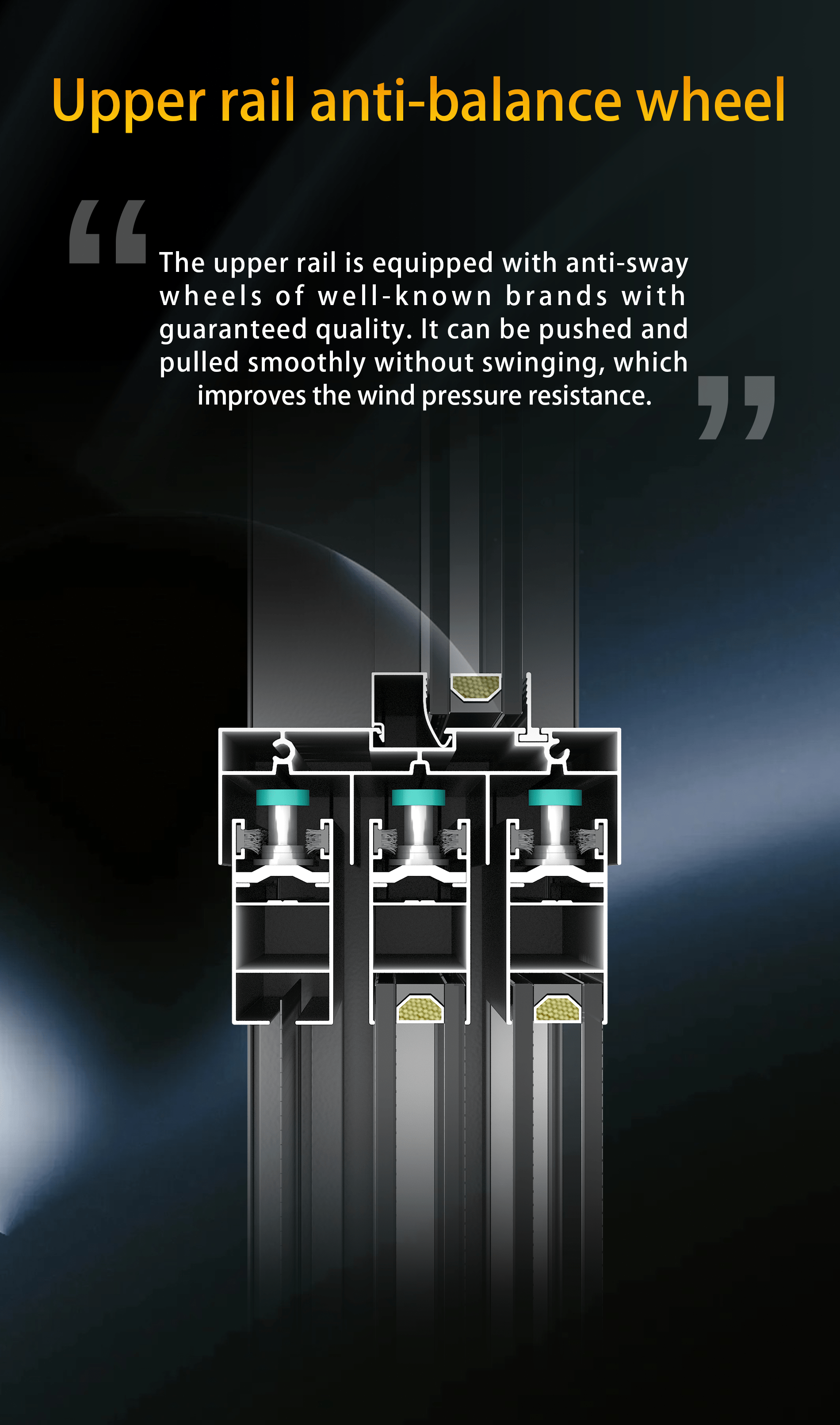 sliding window-Upper rail anti-balance wheel