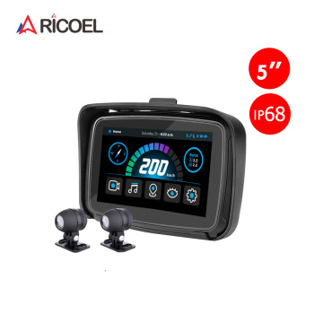 Ricoel 5 ιντσών μοτοσικλέτα Carplay ασύρματη οθόνη πλοήγησης GPS