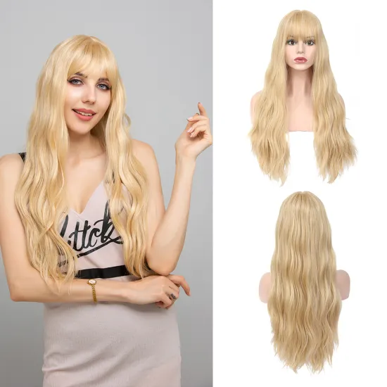 X-tress New Natural Wave Ombre Blue Green Colored Synthetic Hair Wig Machine Made Fiber Natural Hair Wigs Heat Resistant Wigs
