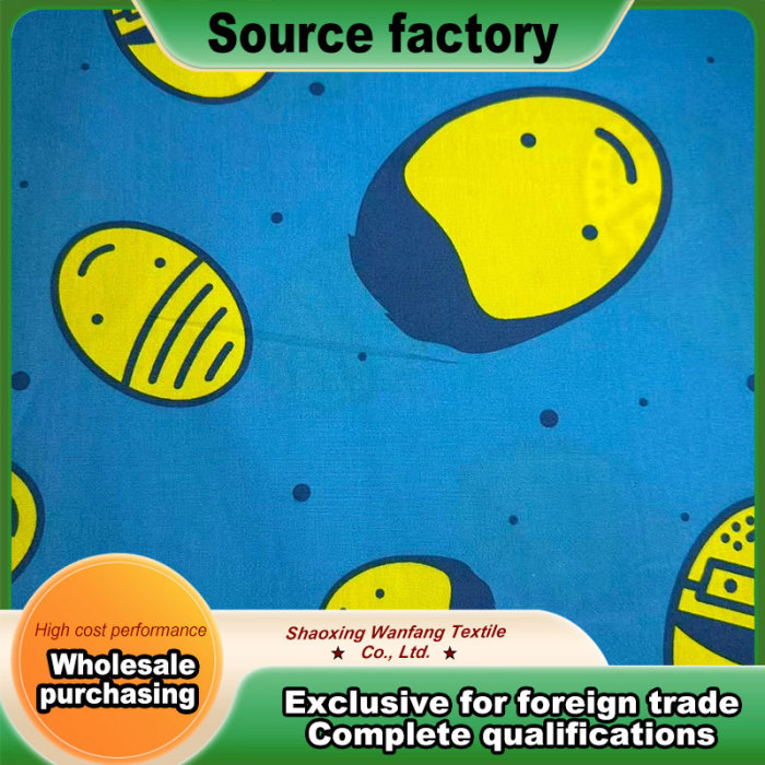 Çocuklar için Mavi Gülen Yüz Pamuk Poplin