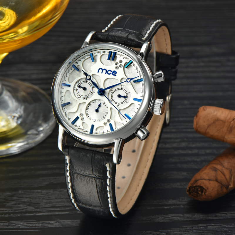 relojes hombre automatic movement leather men watch