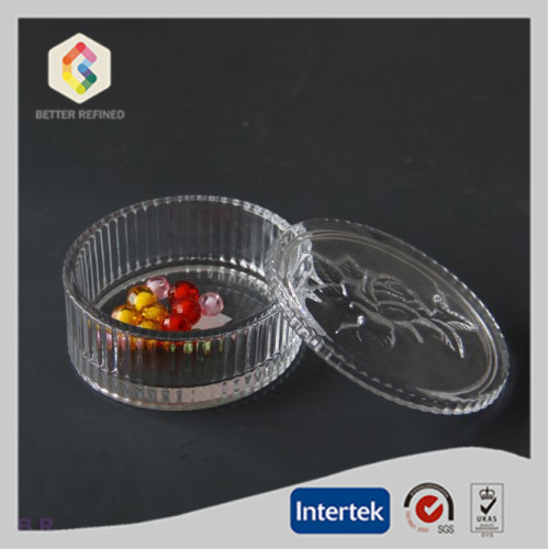 Clear Round Shape Glass Trinket Boxes