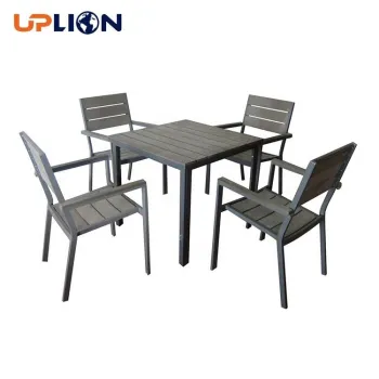 Uplion Wood Plastic Composite 5pc Chair Table Set for Outdoor