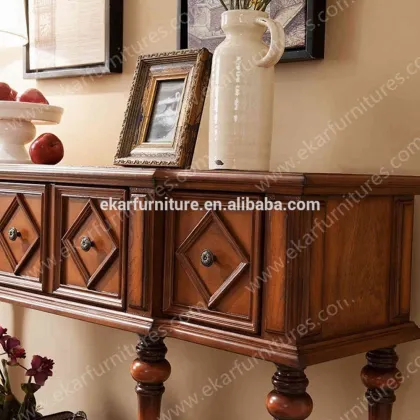 Wood carving furniture, wood entrance table with mahogany