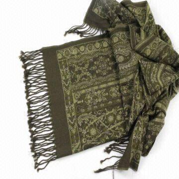 Scarf, Made of 100% Wool or Silk, Measures 70 x 180 + 10 x 2cm