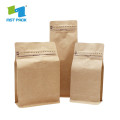 Groothandel aangepaste platte bodem klep Ziplock koffie tas