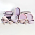 Amazon embossed table ware purple stoneware dinnerware sets