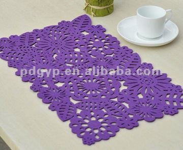 Newest style felt drink coaster colour felt felt flower laser cutting felt coaster