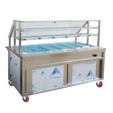 Stainless Steel Insulation Sales Cabinet with Four Pot Layer Rack and Electric Heater