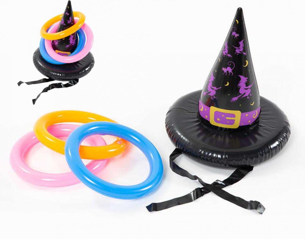 Juego inflable del lanzamiento del anillo del sombrero de la bruja del PVC de Halloween