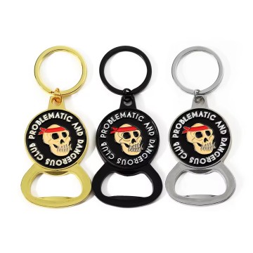 Keychain mở lọ kim loại logo tùy chỉnh với in bù và in màn hình lụa làm bằng sắt