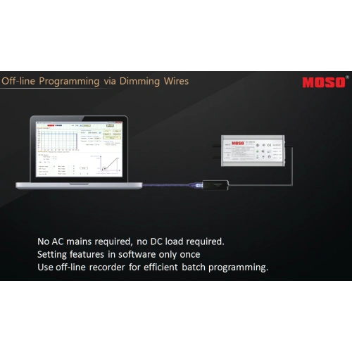 Driver LED MOSO Regulable y programable X6-075M para luminarias LED hasta  75W 90-305 V AC.