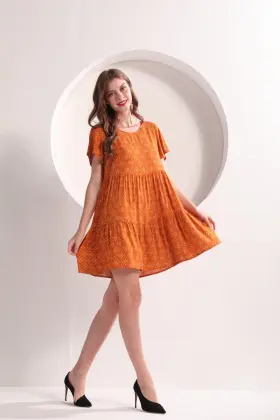 Women's Orange Summer Mini Dress
